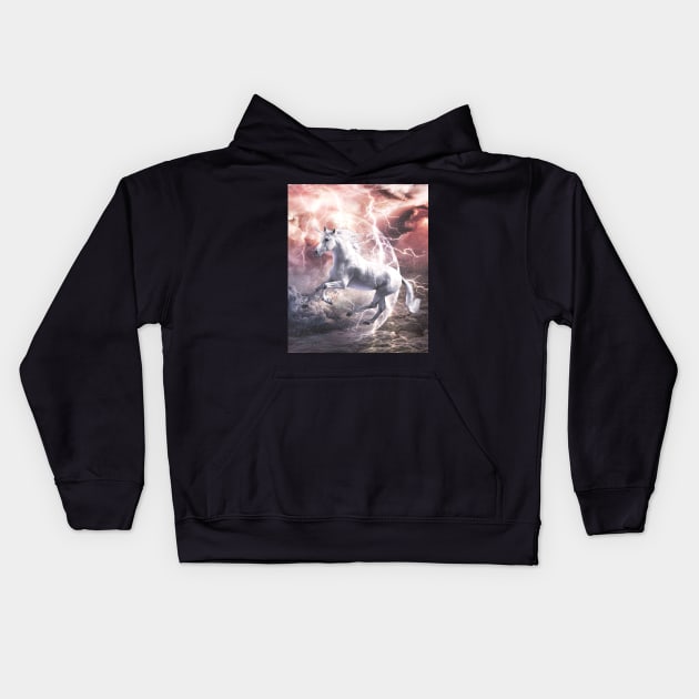 Epic Lightning Unicorn Kids Hoodie by Random Galaxy